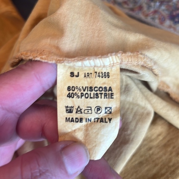 Unique Marigold Color Lace Eyelet Sequin’s Long Sleeve Blouse - Picture 10 of 13